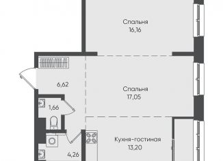 Двухкомнатная квартира на продажу, 61.9 м2, Иркутск, ЖК Новые Горизонты