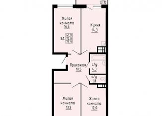 3-ком. квартира на продажу, 73.9 м2, Новосибирск, улица Петухова, 162, ЖК Матрёшкин Двор