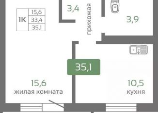 Однокомнатная квартира на продажу, 35.1 м2, Красноярск