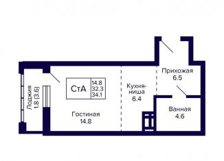Продажа квартиры студии, 34.1 м2, Новосибирск, улица Фрунзе, с1, метро Маршала Покрышкина