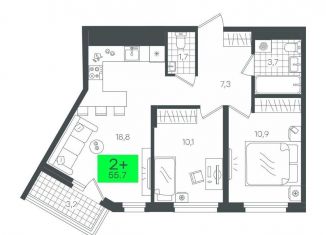 Продам 2-комнатную квартиру, 55.7 м2, Тюменская область, улица Сергея Джанбровского, 2