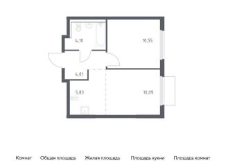 Однокомнатная квартира на продажу, 34.6 м2, деревня Мисайлово, Каширское шоссе - Молоково - Андреевское
