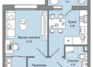 Продается 1-ком. квартира, 35 м2, Ульяновск, жилой комплекс Улла, 2