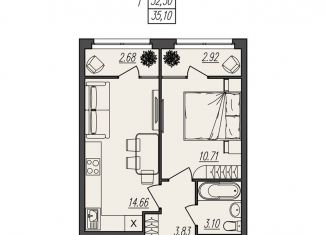 Продается 1-комнатная квартира, 35.1 м2, Волгоград