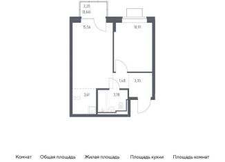 Продается 1-комнатная квартира, 39.4 м2, Московская область, жилой комплекс Богдановский Лес, 7.1