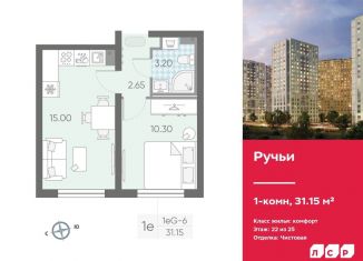 Продается 1-комнатная квартира, 31.2 м2, Санкт-Петербург, Красногвардейский район