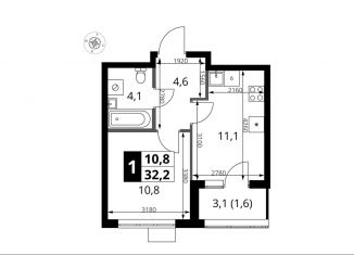 Продается 1-комнатная квартира, 32.2 м2, Москва, метро Тёплый Стан, проезд Воскресенские Ворота