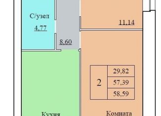 Продаю двухкомнатную квартиру, 58.6 м2, Ярославль