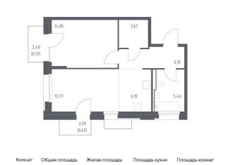 Однокомнатная квартира на продажу, 49.5 м2, Москва, метро Зябликово