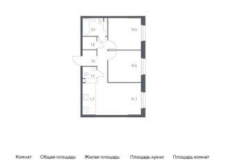 2-комнатная квартира на продажу, 54.2 м2, деревня Столбово, жилой комплекс Эко Бунино, 14.2