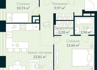 Продажа двухкомнатной квартиры, 68.9 м2, Уфа