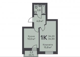 1-комнатная квартира на продажу, 34.9 м2, Пермь