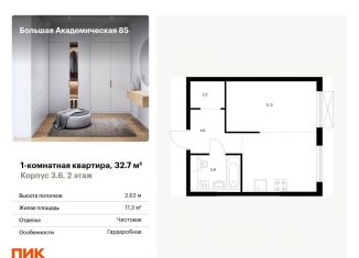 Продаю однокомнатную квартиру, 32.7 м2, Москва