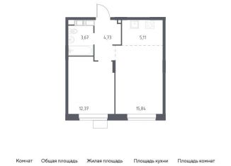 1-комнатная квартира на продажу, 41.7 м2, Московская область, жилой квартал Новоград Павлино, к34