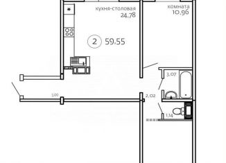 Продам 2-комнатную квартиру, 61.9 м2, Челябинск, Курчатовский район