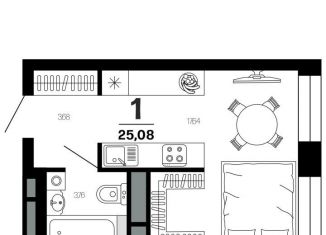 Продам 1-комнатную квартиру, 25.1 м2, Рязанская область