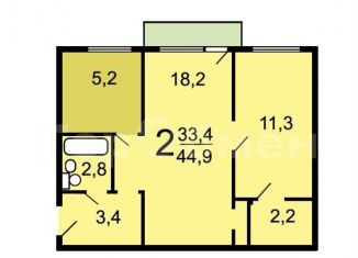 2-комнатная квартира на продажу, 44.9 м2, Москва, Болотниковская улица, 44к2, метро Нахимовский проспект