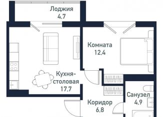 Продается 1-ком. квартира, 41.7 м2, Челябинская область