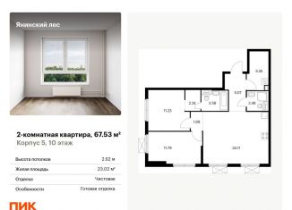 Продается двухкомнатная квартира, 67.5 м2, городской посёлок Янино-1, ЖК Янинский Лес, жилой комплекс Янинский Лес, 6