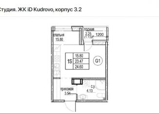Квартира на продажу студия, 24.6 м2, Ленинградская область, проспект Строителей, 5к1