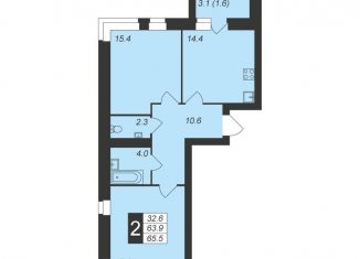Продажа 2-комнатной квартиры, 65.5 м2, Чувашия, Стартовая улица, поз3.9
