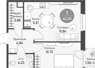 Продаю однокомнатную квартиру, 42.2 м2, Татарстан