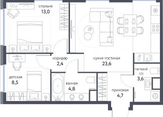 Продажа трехкомнатной квартиры, 60.6 м2, Москва, ВАО, Тагильская улица, 4В