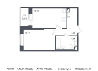 Продам 1-комнатную квартиру, 37.1 м2, Санкт-Петербург, жилой комплекс Живи в Рыбацком, 5