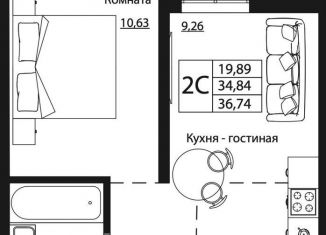 Продаю двухкомнатную квартиру, 36.6 м2, Ростов-на-Дону