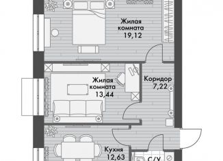 Продается 2-комнатная квартира, 56.1 м2, поселок Октябрьский