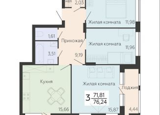 Продам 3-комнатную квартиру, 76.2 м2, Воронеж, Ленинский проспект, 108А