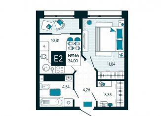 1-комнатная квартира на продажу, 34 м2, Тульская область