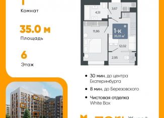 1-комнатная квартира на продажу, 35 м2, Свердловская область