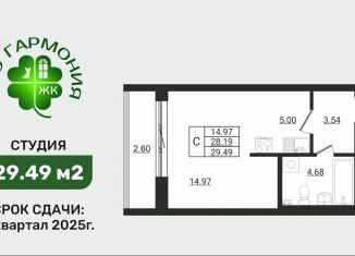Продается квартира студия, 29.5 м2, деревня Разбегаево
