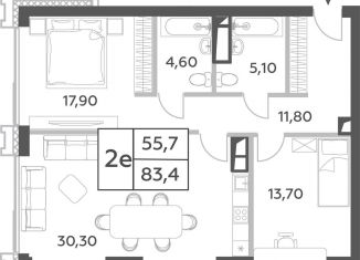 Продажа трехкомнатной квартиры, 83.4 м2, Москва, проспект Генерала Дорохова, вл1к1, метро Ломоносовский проспект
