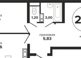 Продам 2-комнатную квартиру, 57.3 м2, Краснодар, Прикубанский округ, Российская улица, 257/7лит1