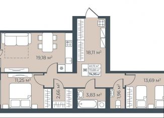 Продается двухкомнатная квартира, 75 м2, Павловск