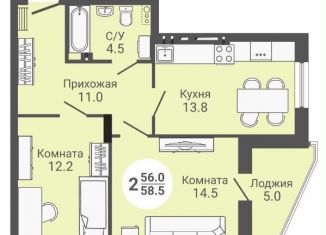 Продажа 2-ком. квартиры, 58.4 м2, Новосибирская область, улица Петухова, 168с
