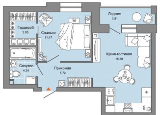 Продажа двухкомнатной квартиры, 46 м2, Ульяновск, жилой комплекс Город Новаторов, 1