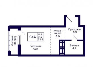 Продам квартиру студию, 33.5 м2, Новосибирск, улица Фрунзе, с1, метро Маршала Покрышкина