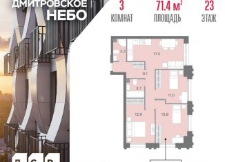 3-комнатная квартира на продажу, 71.4 м2, Москва, метро Верхние Лихоборы