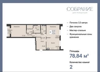 2-комнатная квартира на продажу, 78.8 м2, Ростов-на-Дону, Социалистическая улица, 118