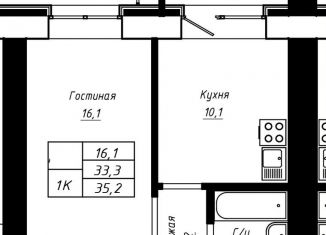 Однокомнатная квартира на продажу, 35.2 м2, Барнаул, Индустриальный район