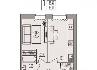 1-комнатная квартира на продажу, 35.4 м2, Волгоградская область