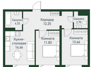 Продажа трехкомнатной квартиры, 59.3 м2, Челябинская область