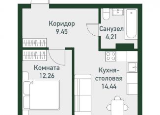 Продается двухкомнатная квартира, 40.4 м2, посёлок Западный