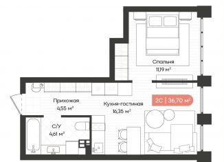 1-комнатная квартира на продажу, 36.9 м2, Новосибирск, Ленинградская улица, 342, Октябрьский район
