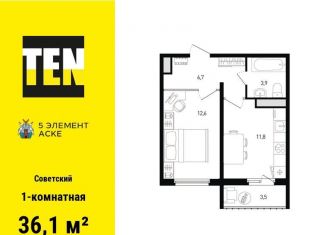 Продаю однокомнатную квартиру, 36.1 м2, Ростов-на-Дону, ЖК Пятый Элемент