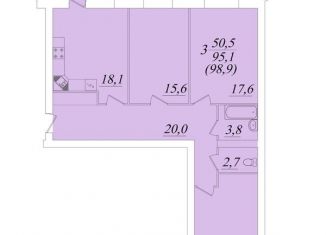 Продам 3-комнатную квартиру, 98.9 м2, Вологда, Производственный переулок, 15