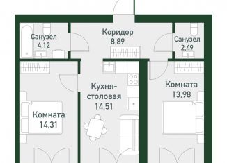 Продажа двухкомнатной квартиры, 57.8 м2, Свердловская область